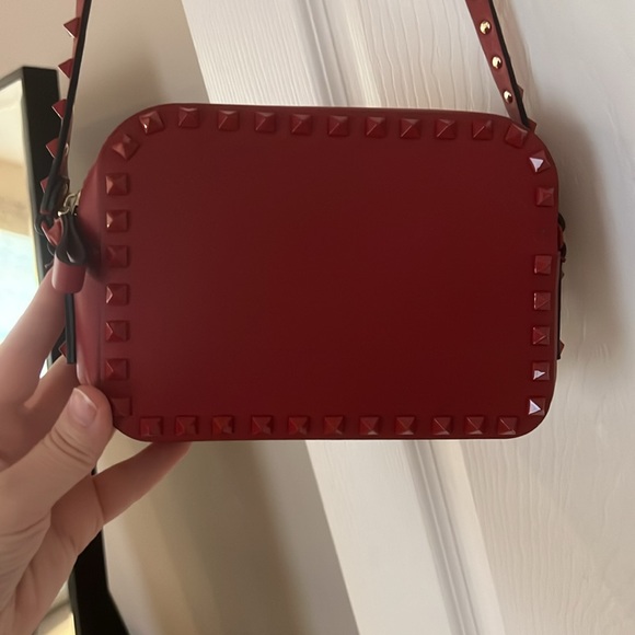 Genuine Valentino red on red Rockstud camera bag - Picture 7 of 8